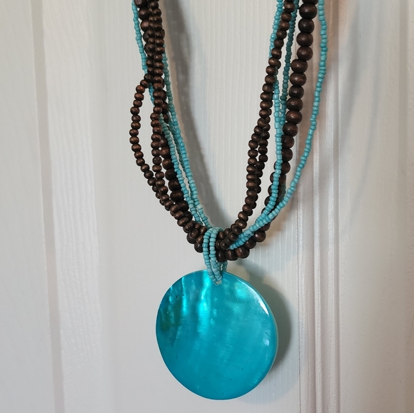 Turquoise & Brown Beaded Necklace Set - Picture 3 of 7